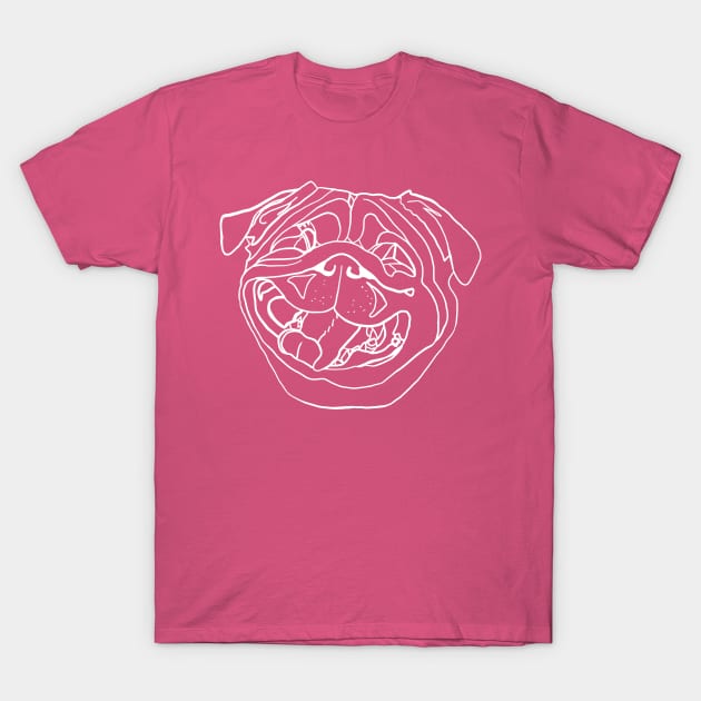 White Pug Buddy With a Huge Smile T-Shirt by raylie